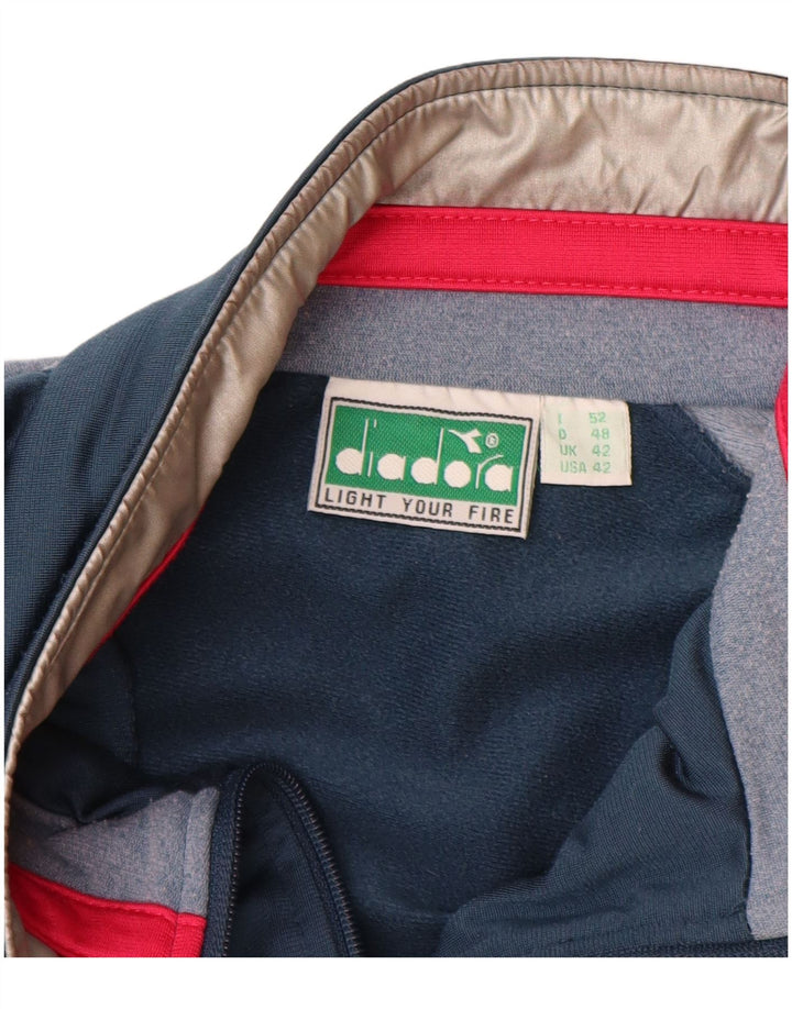 DIADORA Giacca da tuta da uomo UK 42 Large Blu Navy Colourblock
