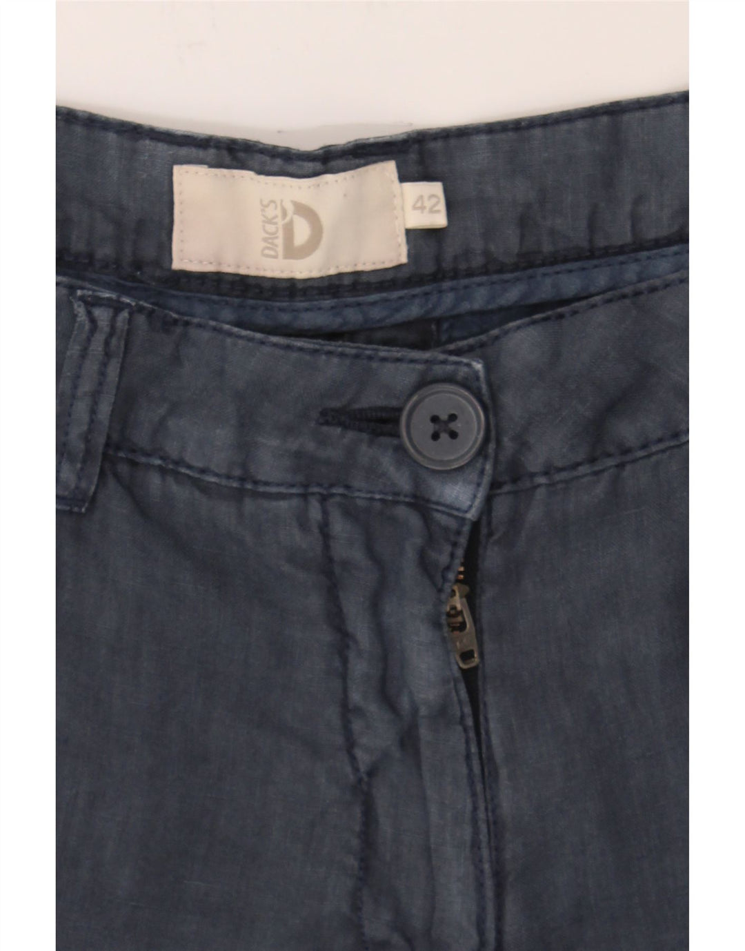 DACK'S Womens Chino Shorts IT 42 Medium W29  Navy Blue Linen Vintage Dack's and Second-Hand Dack's from Messina Hembry 