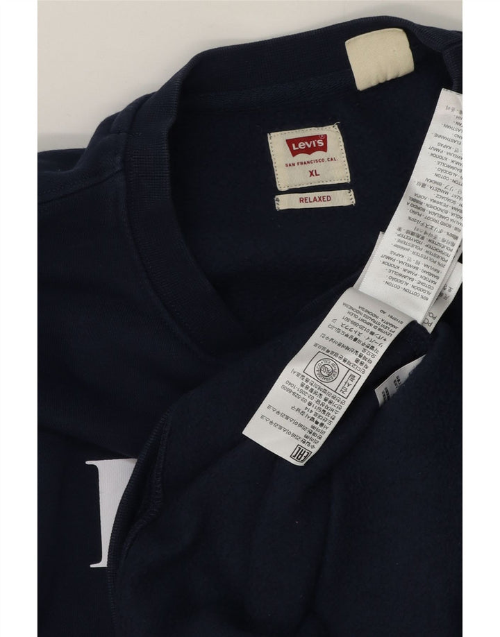 Levi's Uomo Felpa con grafica rilassata Maglione XL Cotone blu navy