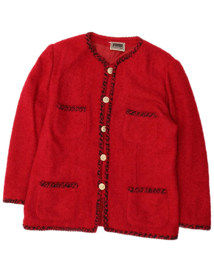 Luisa Spagnoli Giacca Blazer da Donna a 5 Bottoni UK 16 Large Rossa in Lana Vergine