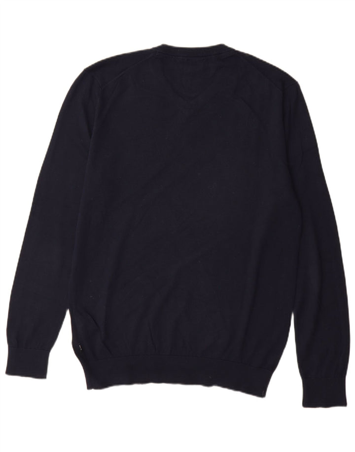 Joop Maglione da uomo con scollo a V grande in cotone blu navy