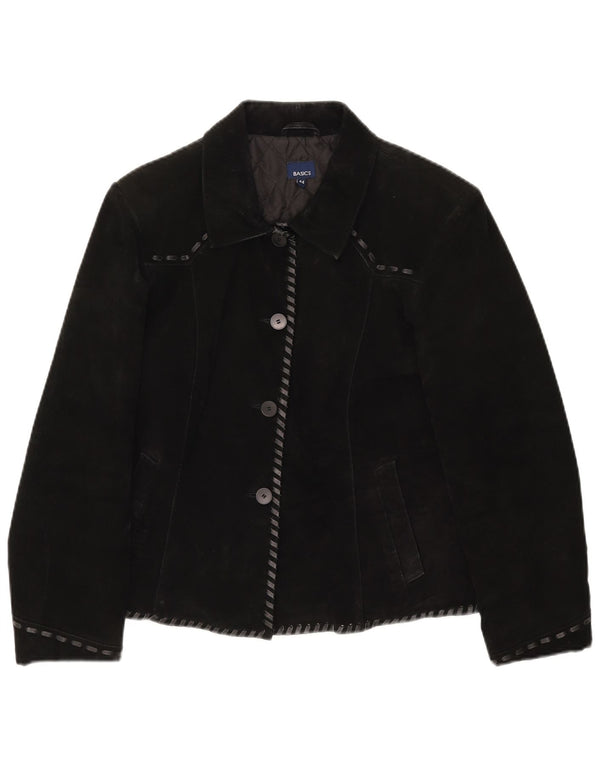 Giacca in pelle scamosciata da donna Basics UK 12 Pelle nera media