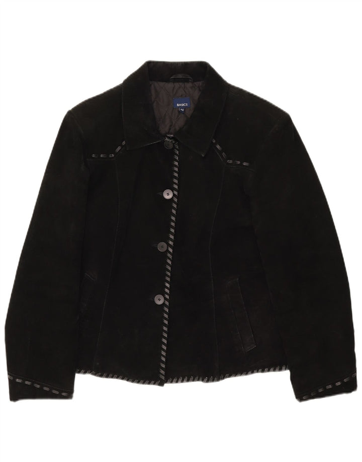 Giacca in pelle scamosciata da donna Basics UK 12 Pelle nera media