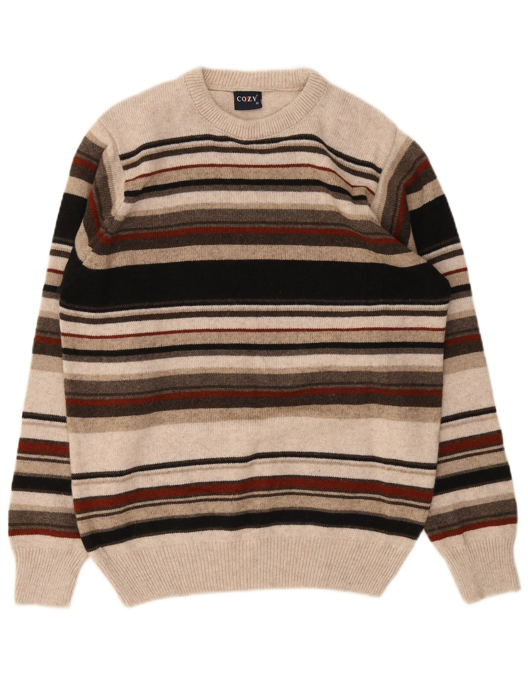 Maglione vintage da uomo girocollo a righe multicolori