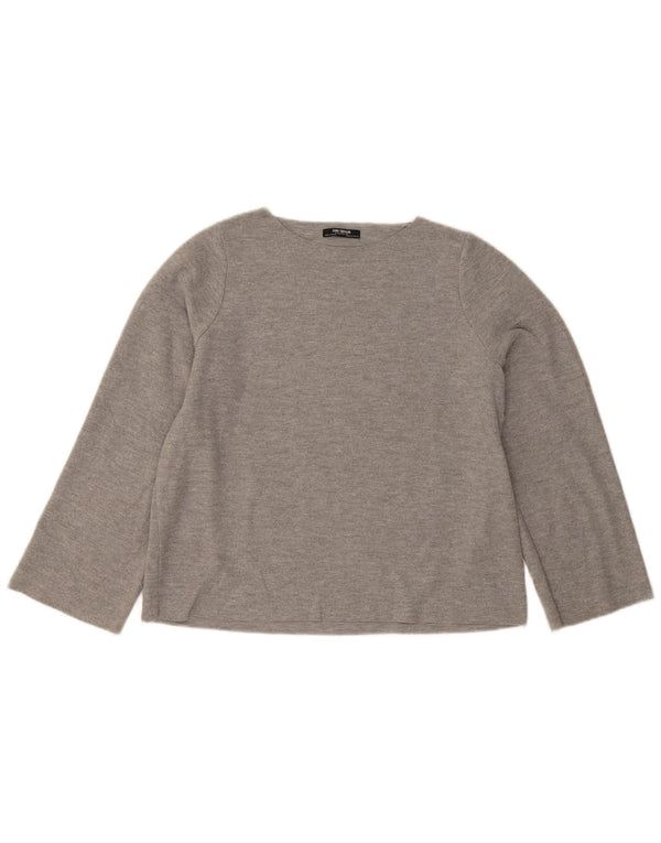 Top Zara Trafaluc da donna oversize a maniche lunghe UK 10 piccolo grigio