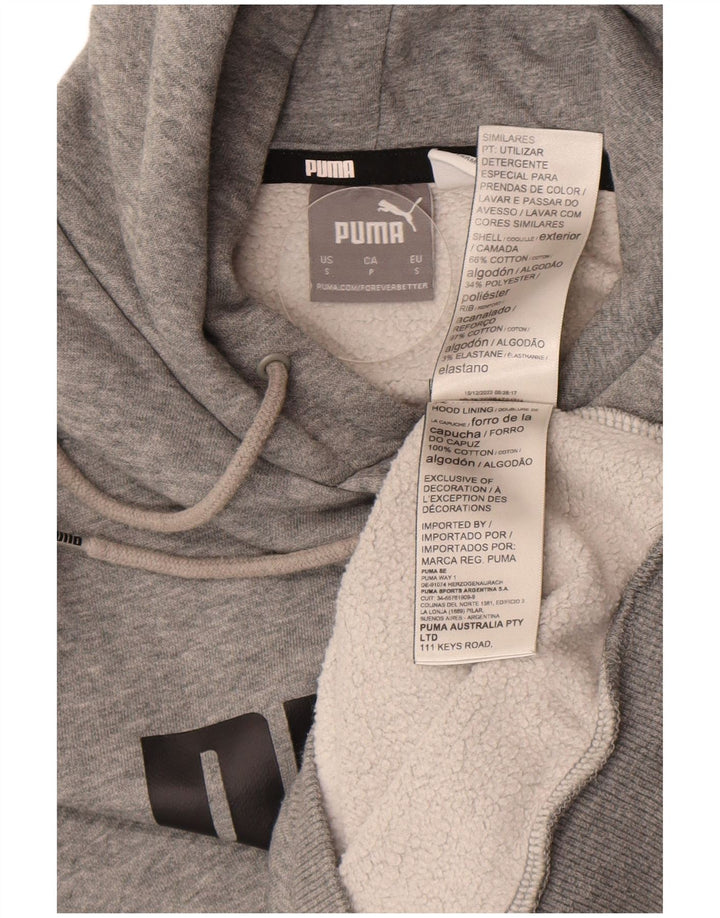 Felpa con cappuccio grafica da uomo Puma piccola in cotone grigio