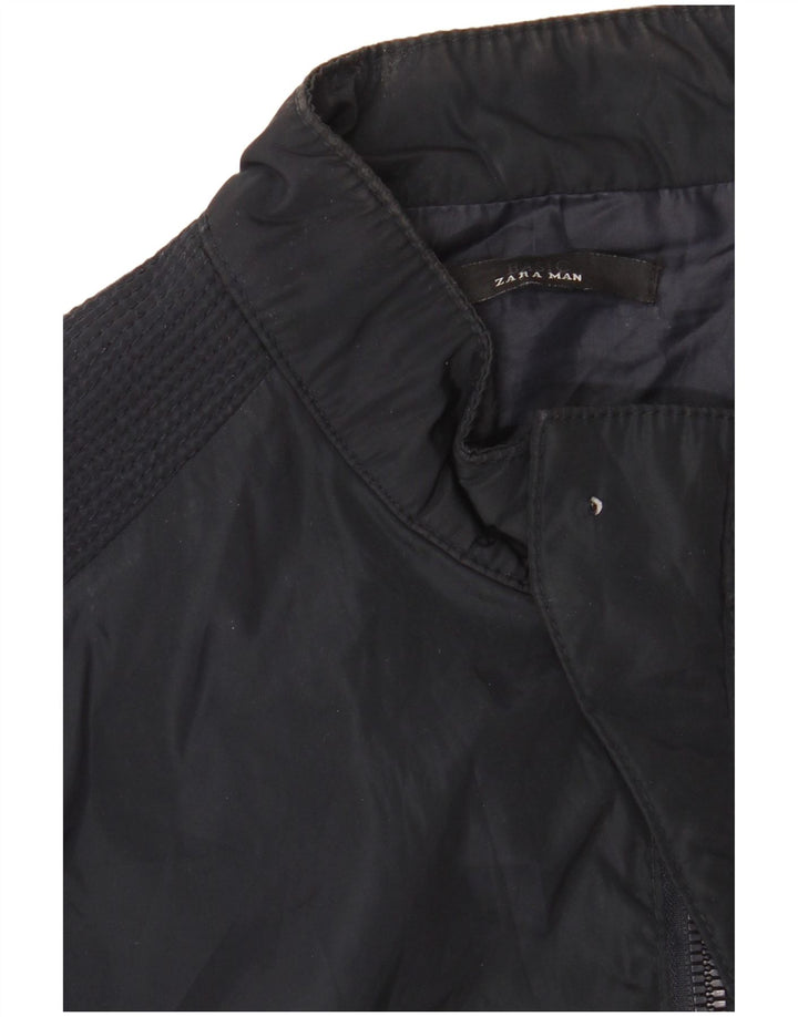 Giubbotto bomber da uomo Zara UK 42 XL poliestere blu navy