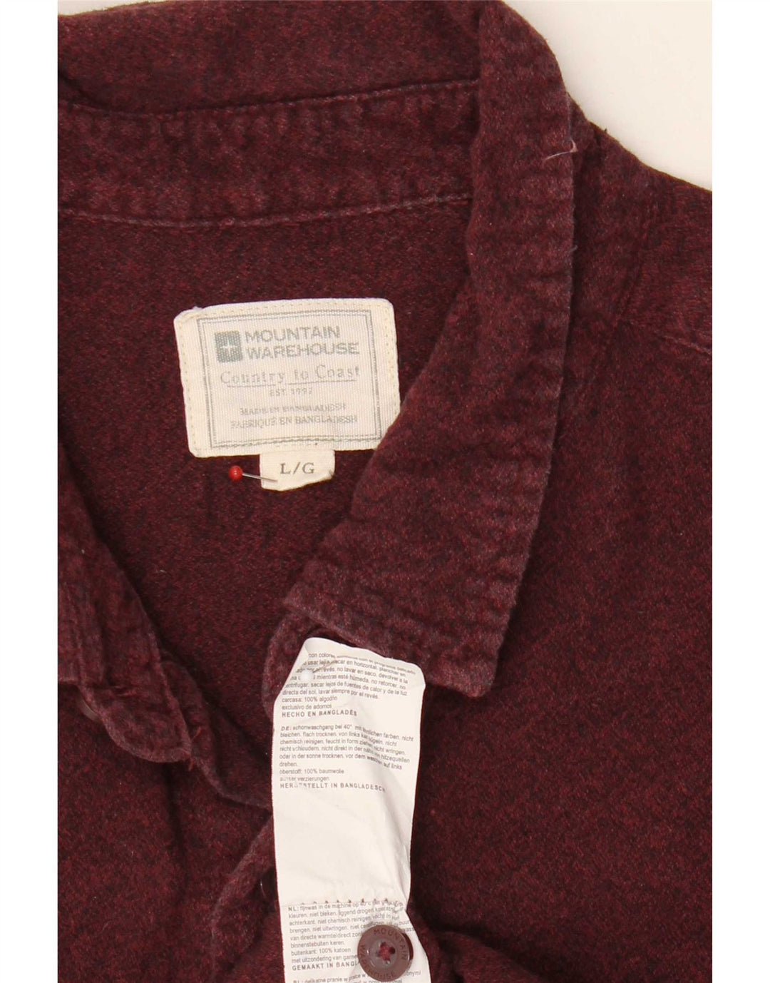 Camicia da uomo in flanella di Mountain Warehouse grande in cotone bordeaux