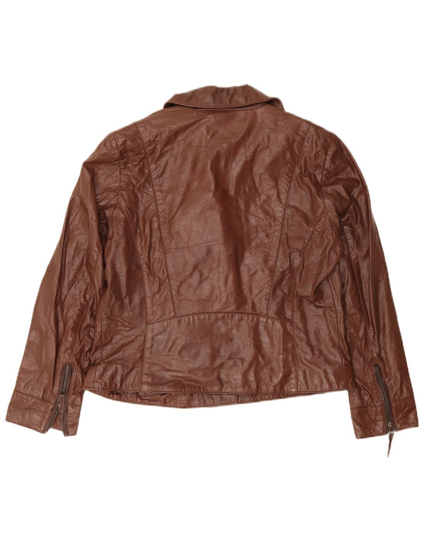 Giacca in pelle da donna C&A UK 18 XL Marrone