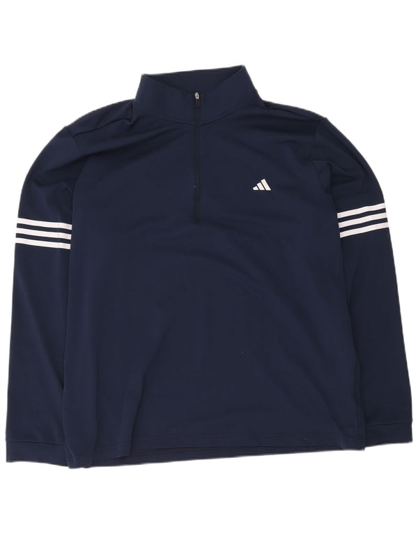 Adidas Uomo Zip Collo Pullover Tuta Top XL Blu Navy Poliestere