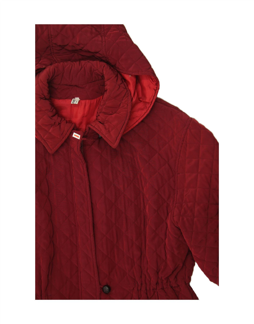 VINTAGE Womens Hooded Quilted Jacket IT 46 Large Red Cotton Vintage Vintage and Second-Hand Vintage from Messina Hembry 