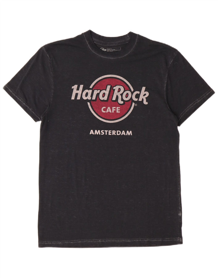 T-shirt grafica da uomo Hard Rock Cafe Amsterdam Top in cotone nero medio