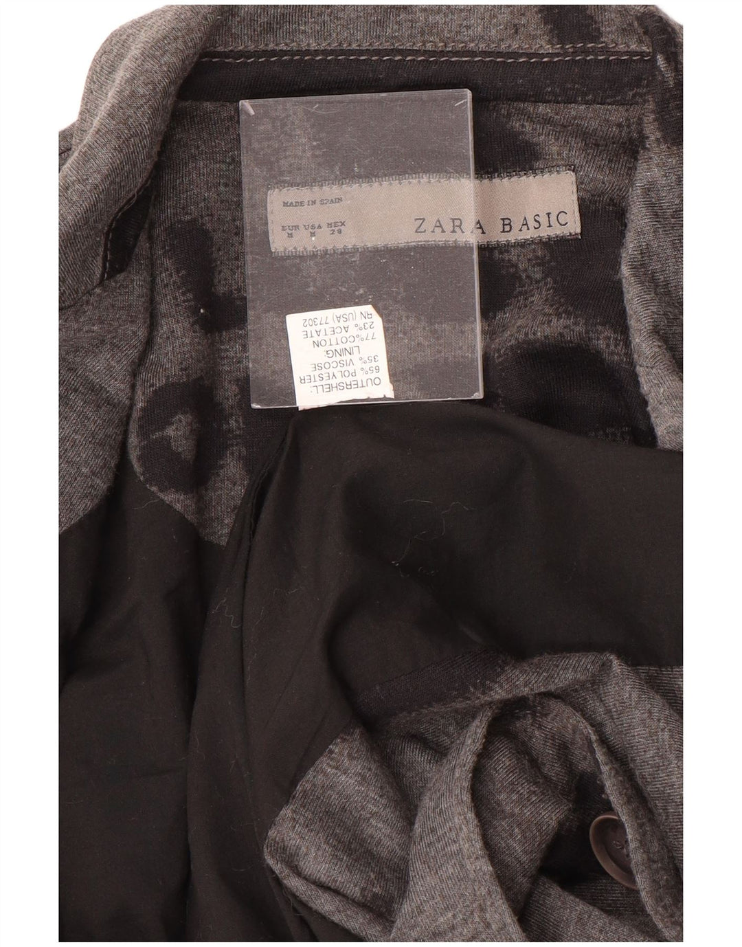 ZARA Womens 1 Button Blazer Jacket UK 12 Medium Grey Tie Dye Polyester