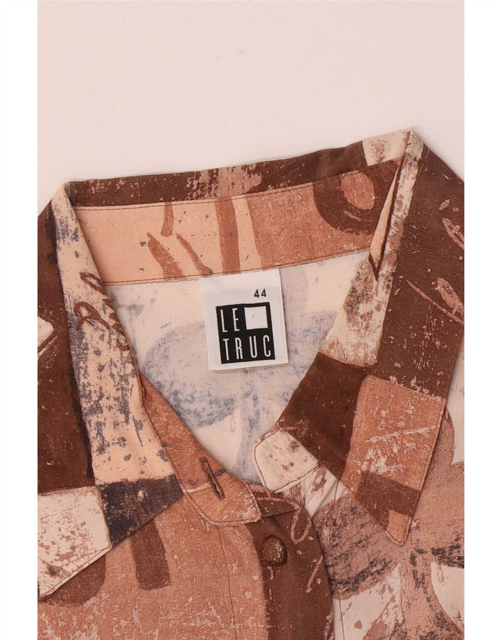 LE TRUC Womens Shirt Blouse UK 18 XL Brown Patchwork Viscose