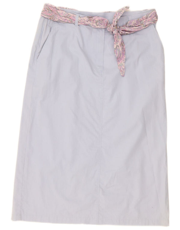 Marks & Spencer Womens High Waist Midi Skirt UK 18 XL W34  Blue Cotton