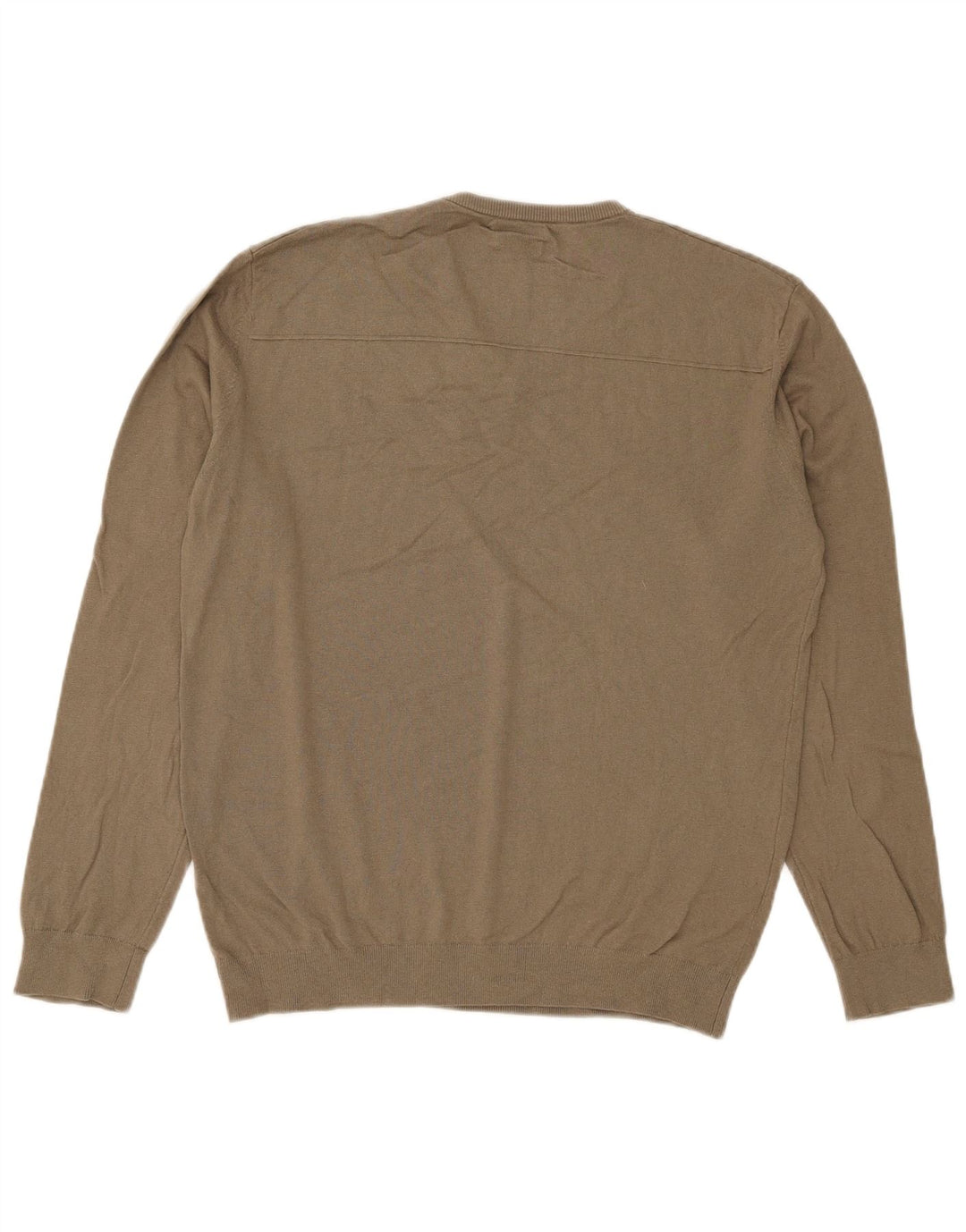 Massimo Dutti Maglione da uomo con scollo a V grande cotone kaki