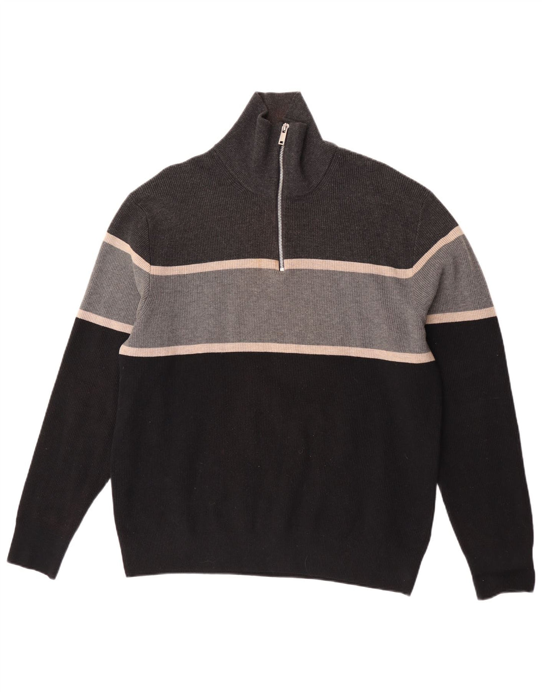 Maglione da uomo Marks & Spencer con zip e collo XL in poliestere color block grigio