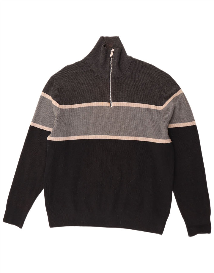 Maglione da uomo Marks & Spencer con zip e collo XL in poliestere color block grigio