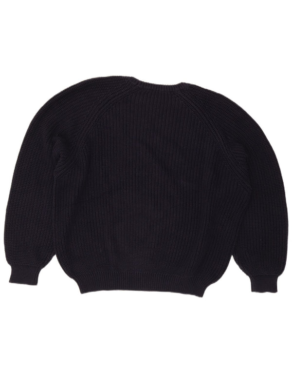 Maglione maglione girocollo vintage da uomo XL blu navy