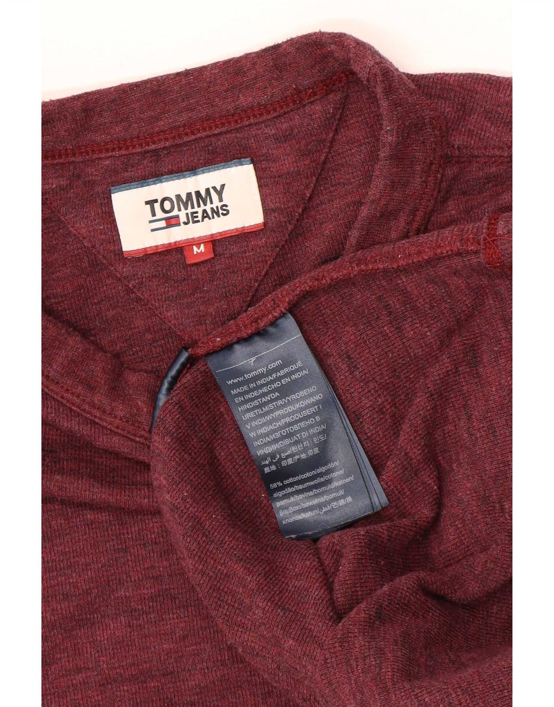 Tommy Hilfiger Top da uomo a maniche lunghe in cotone screziato bordeaux medio