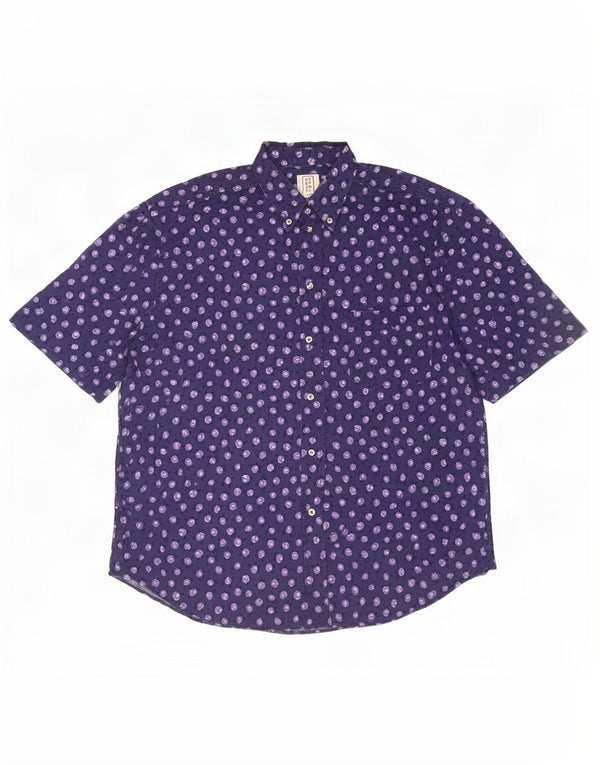 Camicia a maniche corte da uomo con motivo astratto Stefanel, cotone blu navy medio