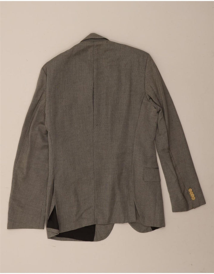 Giacca blazer da uomo a 2 bottoni Hugo Boss EU 46 piccola lana vergine grigia