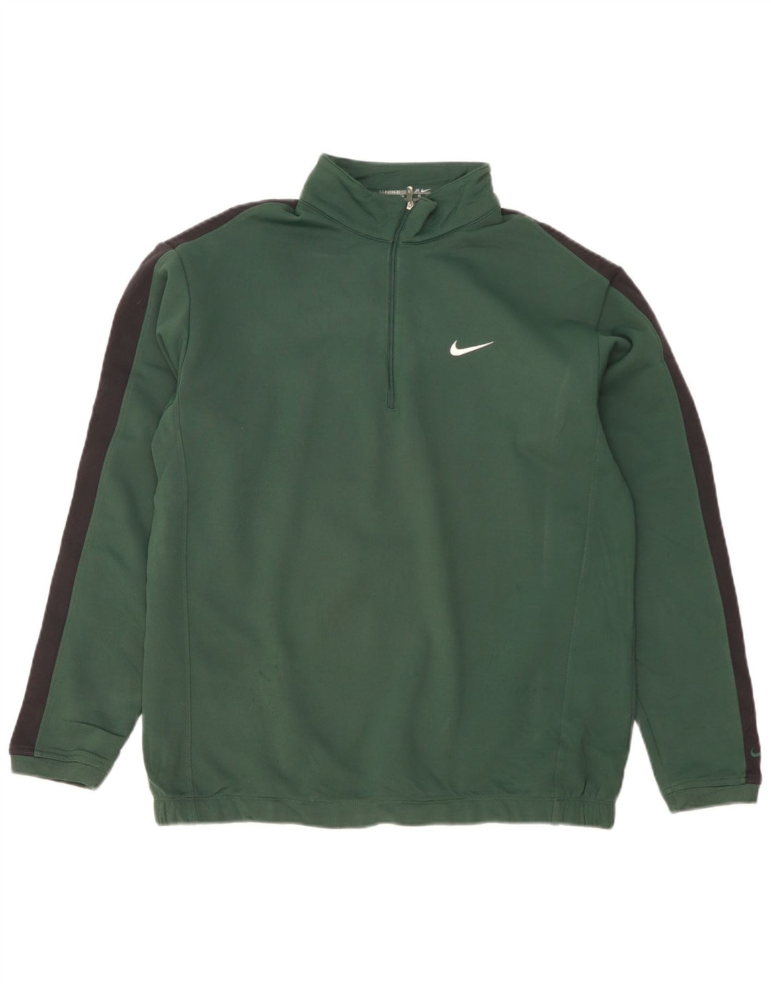 NIKE Felpa da uomo con collo con zip, maglione grande, poliestere color block verde