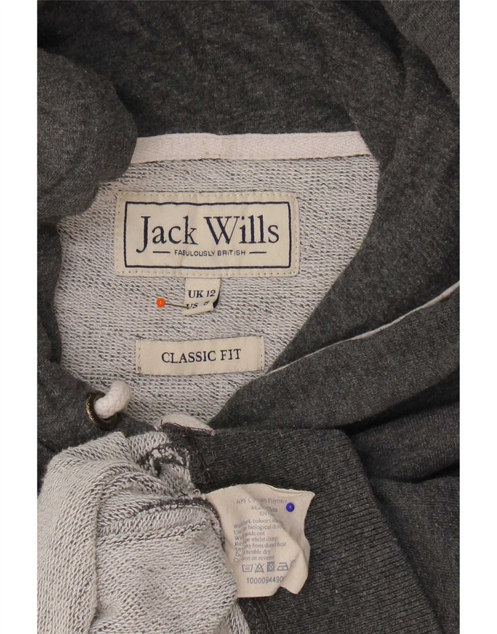Felpa con vestibilità classica grafica da donna Jack Wills UK 12 Grigio medio