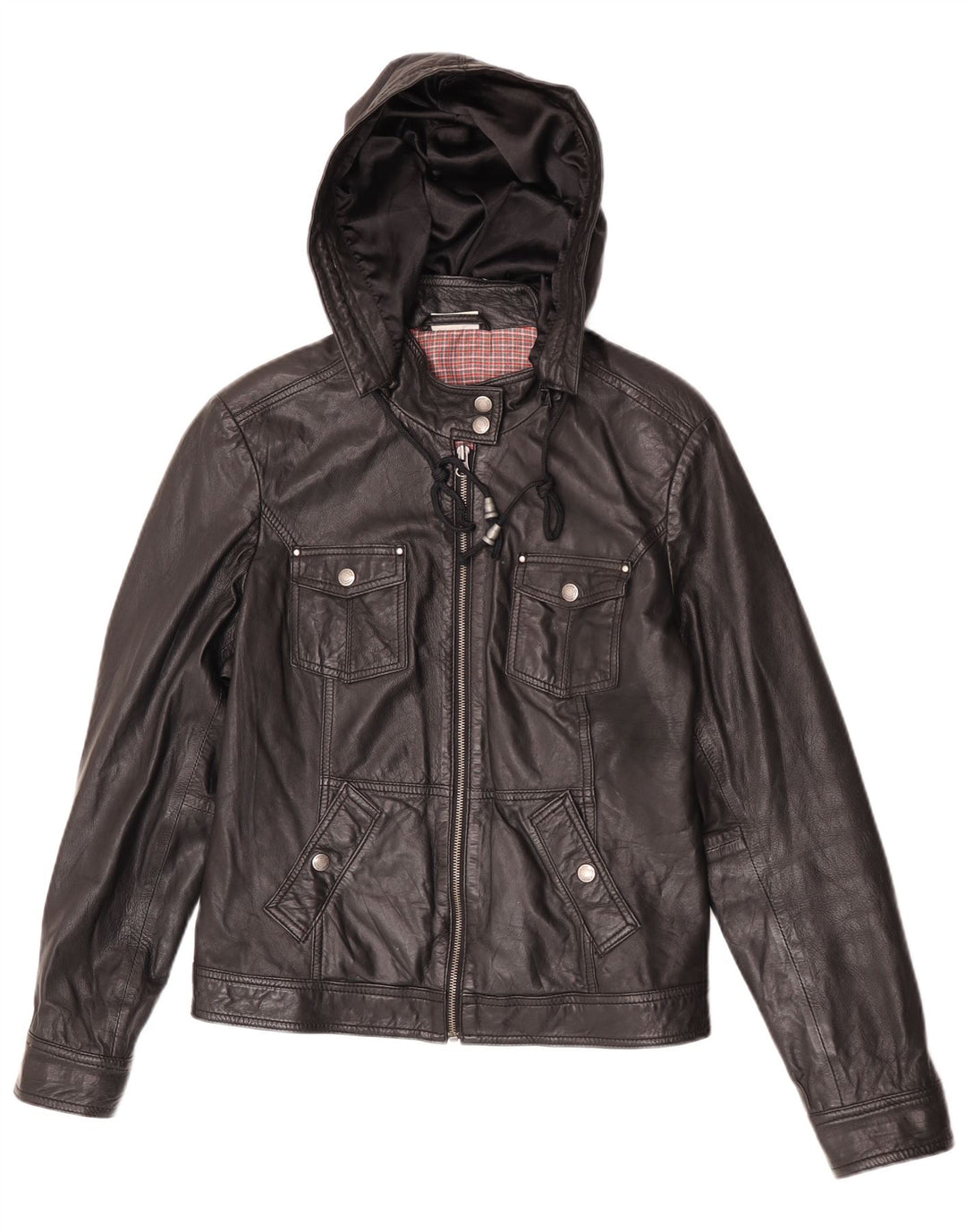 Giacca in pelle con cappuccio da donna Street One UK 14 pelle nera media