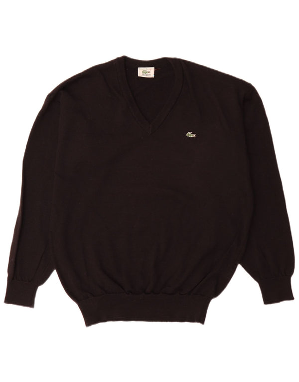 Maglione da uomo con scollo a V Lacoste taglia 5 grande in lana vergine nera