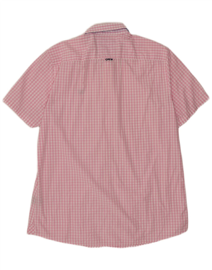 J. CREW Camicia a maniche corte da uomo XL in cotone a quadretti rosa