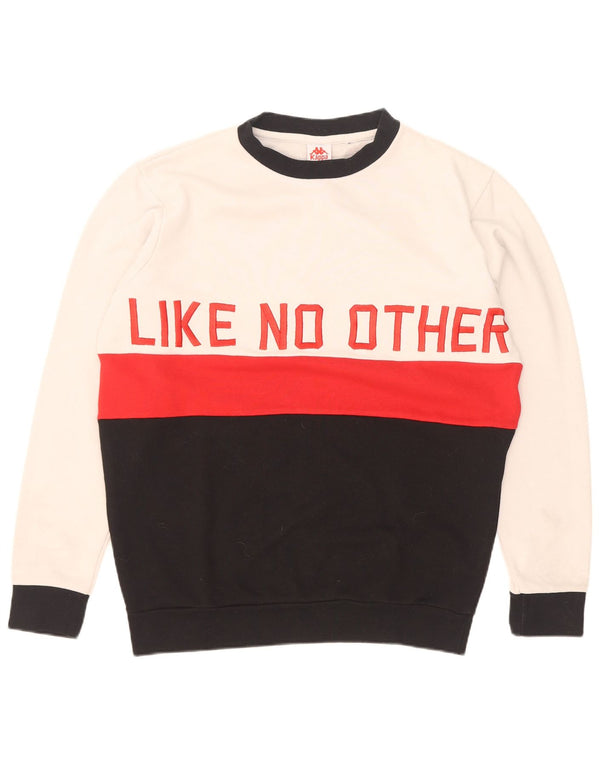 Kappa Mens Graphic Sweatshirt Jumper Medium White Colourblock Cotton