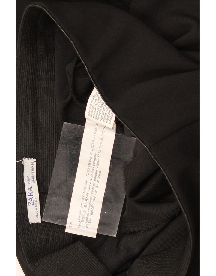 Pantaloni Capri da Donna a Gamba Larga ZARA Piccoli W26 L20 Poliestere Nero