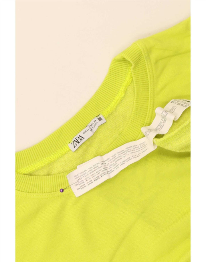 Felpa corta da donna Zara UK 14 cotone verde medio
