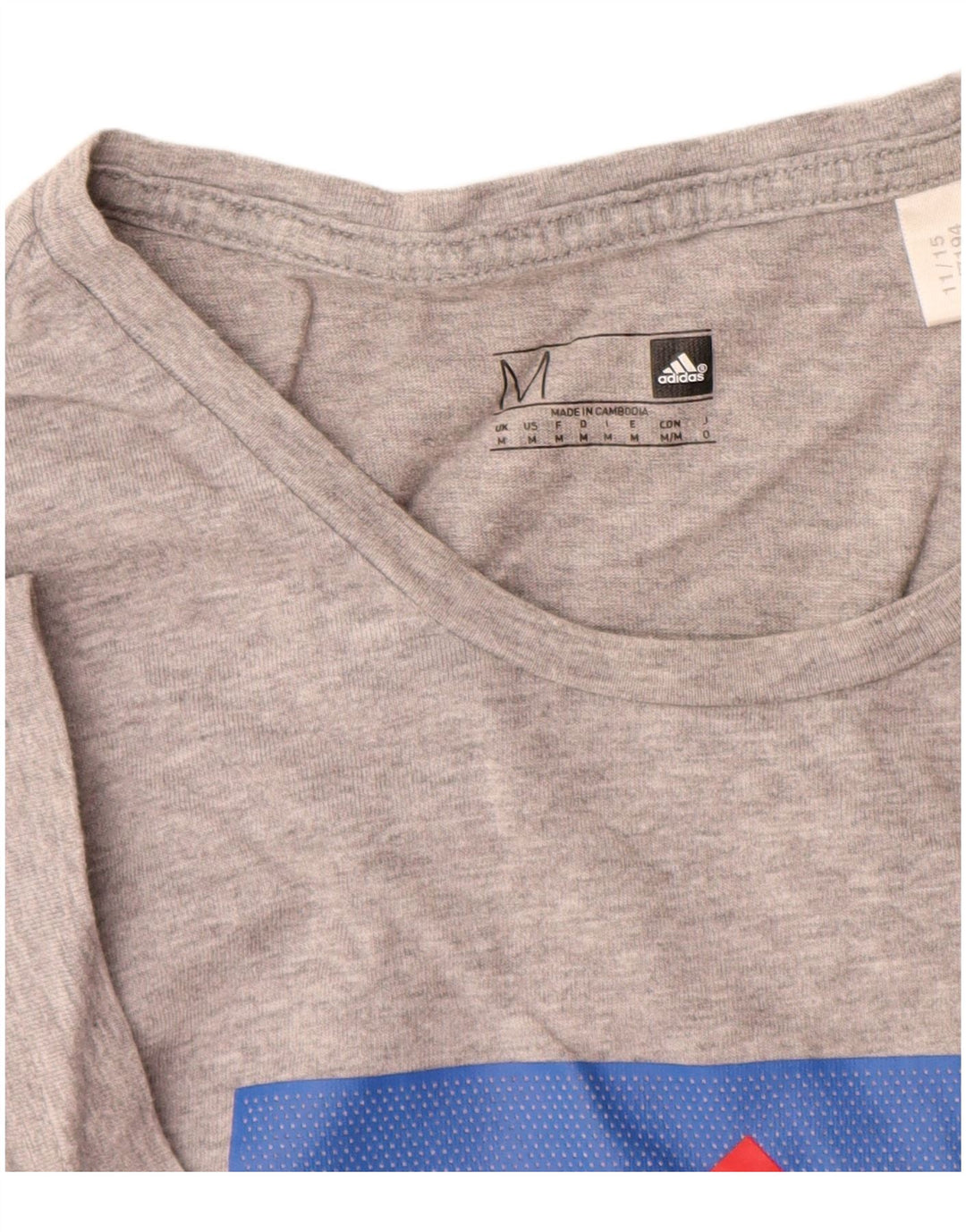 T-shirt grafica da uomo Adidas Top in cotone chiazzato grigio medio