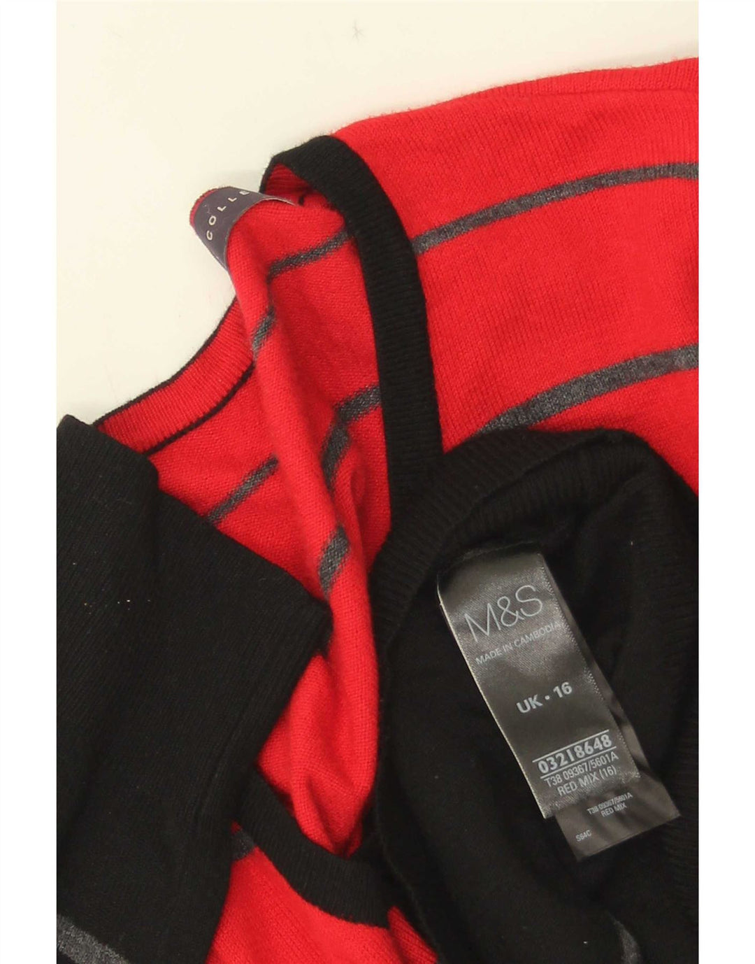Maglione cardigan da donna Marks & Spencer UK 16 Viscosa a righe rosse grandi