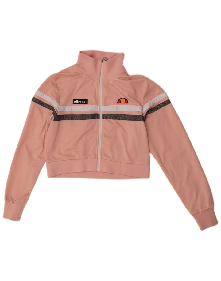 Giacca corta da tuta da donna Ellesse UK 10 piccola in poliestere a righe rosa