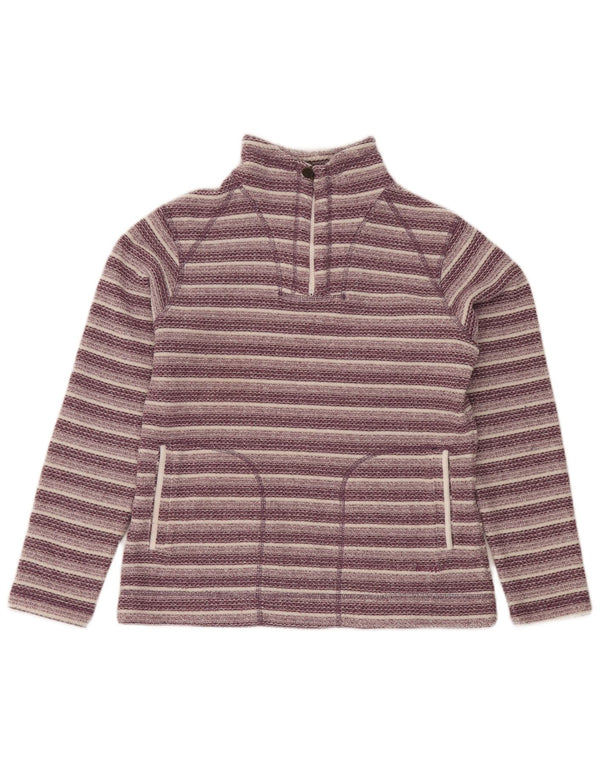 Maglione in pile da donna con collo con zip Weird Fish UK 12 a righe viola medio