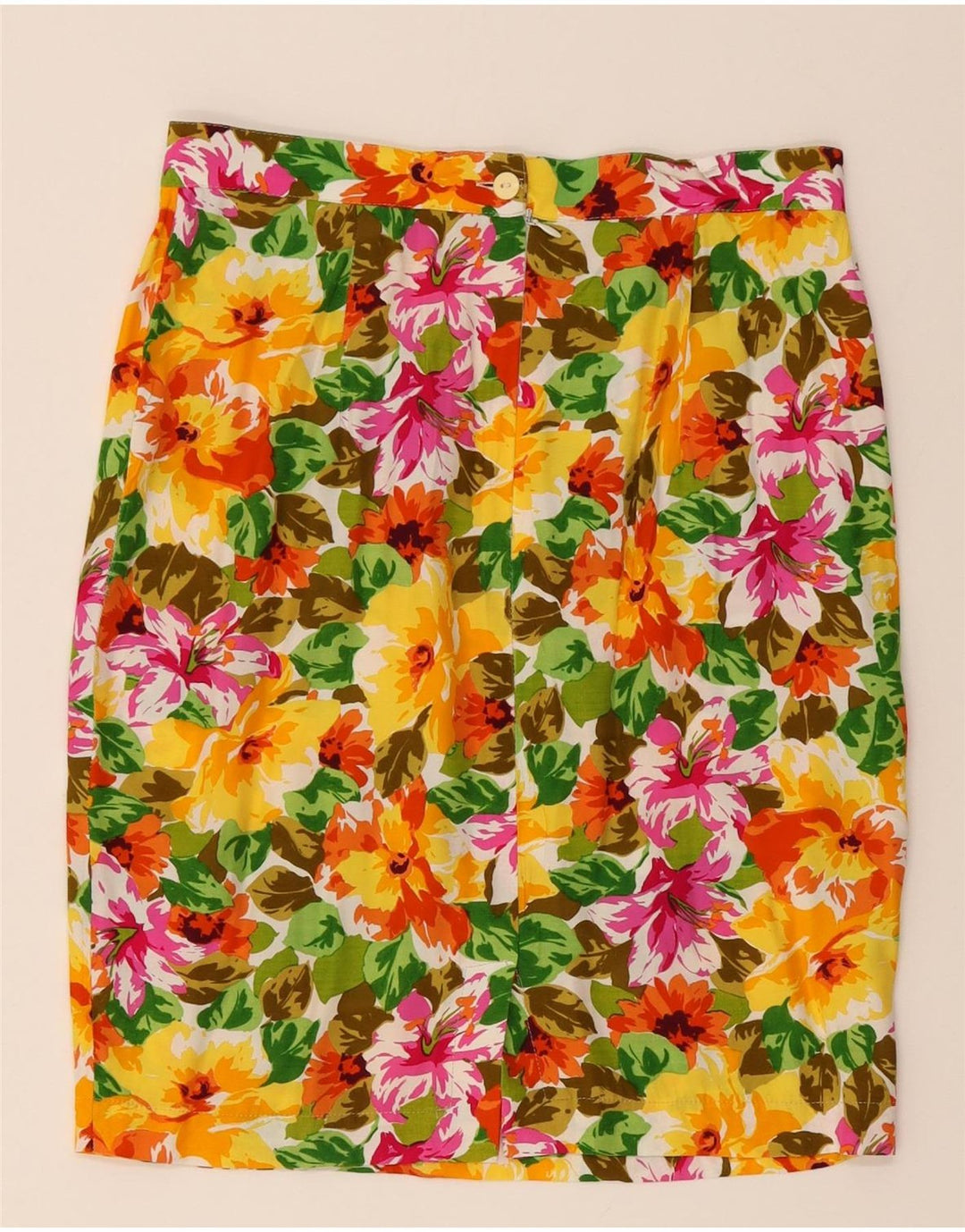 VINTAGE Womens Straight Skirt W29 Medium Multicoloured Floral Viscose Vintage Vintage and Second-Hand Vintage from Messina Hembry 