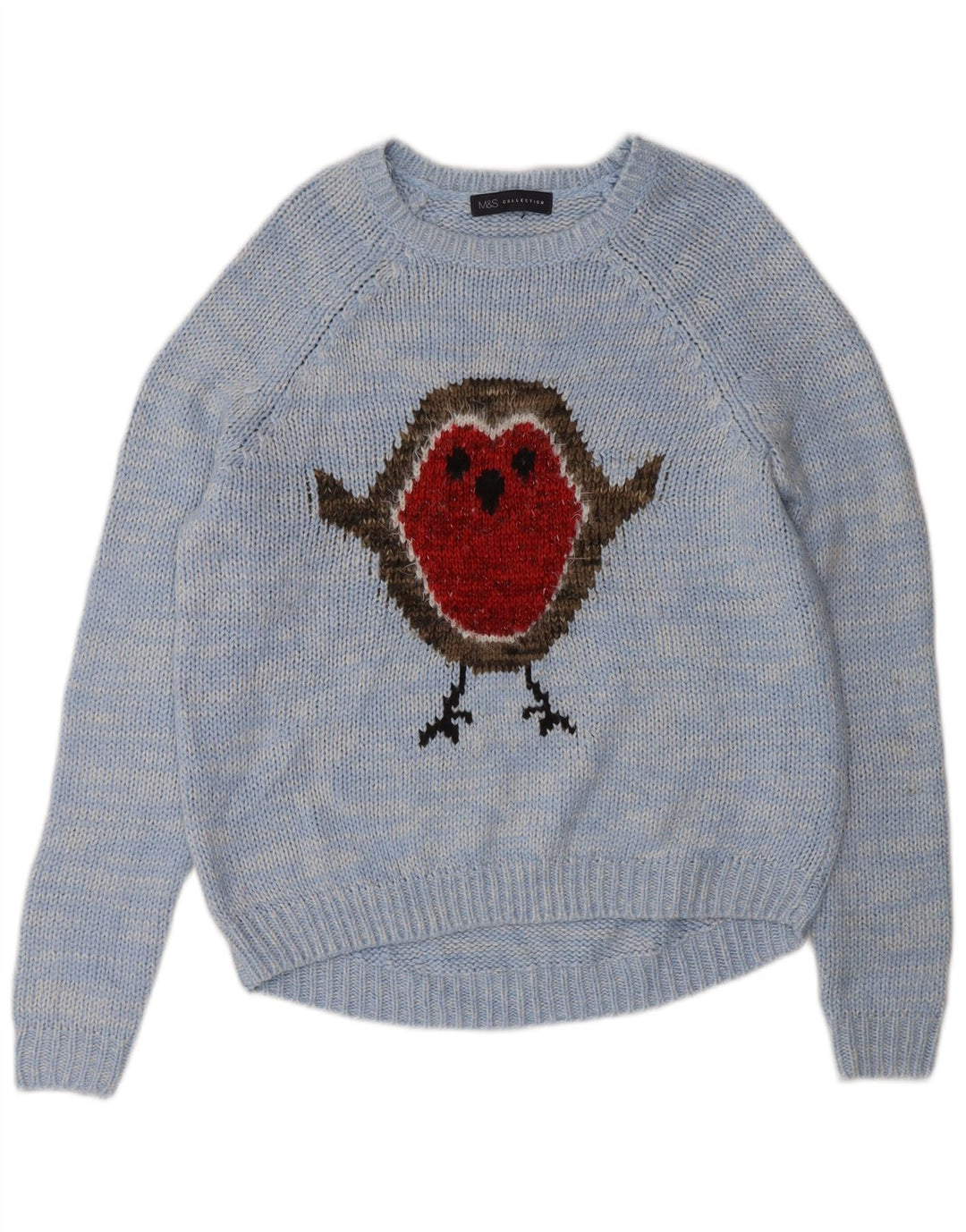 Maglione da donna con scollo a barca con grafica Marks & Spencer UK 10 piccolo blu