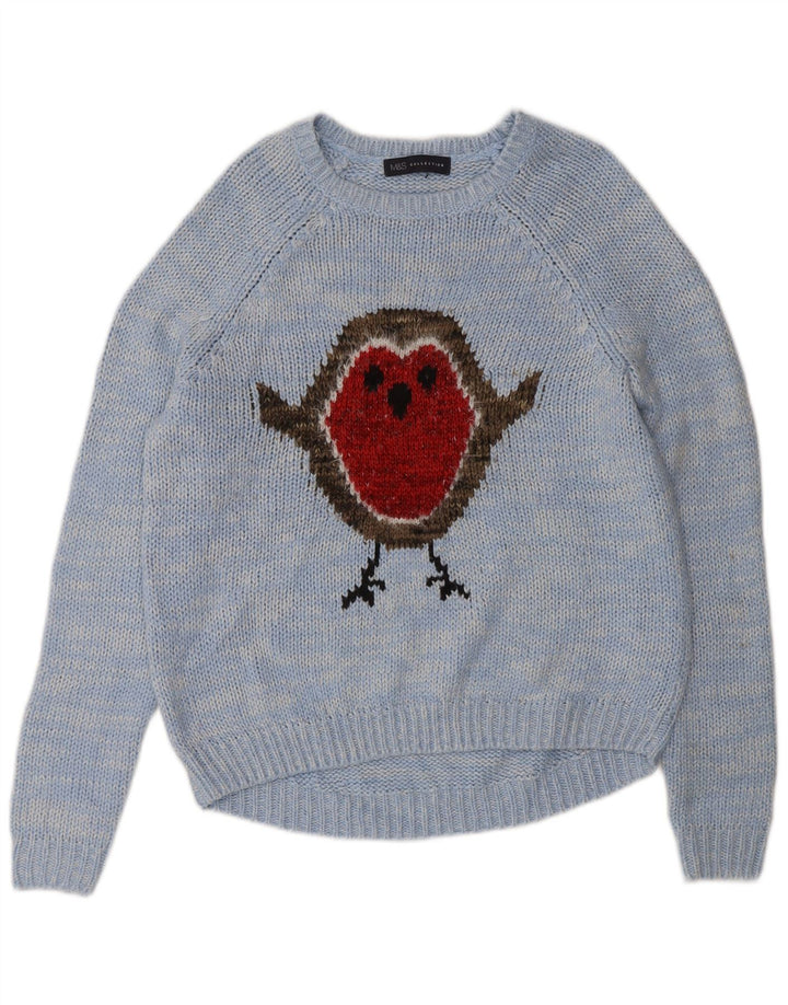 Maglione da donna con scollo a barca con grafica Marks & Spencer UK 10 piccolo blu