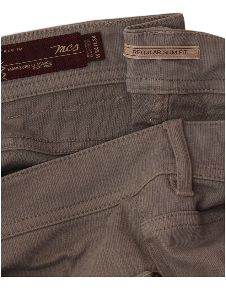 Pantaloni casual slim fit regolari da uomo Marlboro Classics W34 L34 Grigi