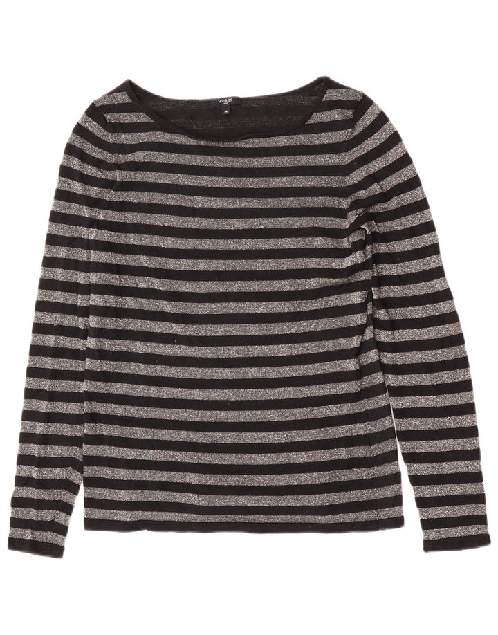 Top da donna a maniche lunghe Hobbs UK 14 seta a righe nere medie