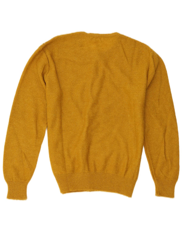 Maglione cardigan da donna vintage UK 14 giallo medio