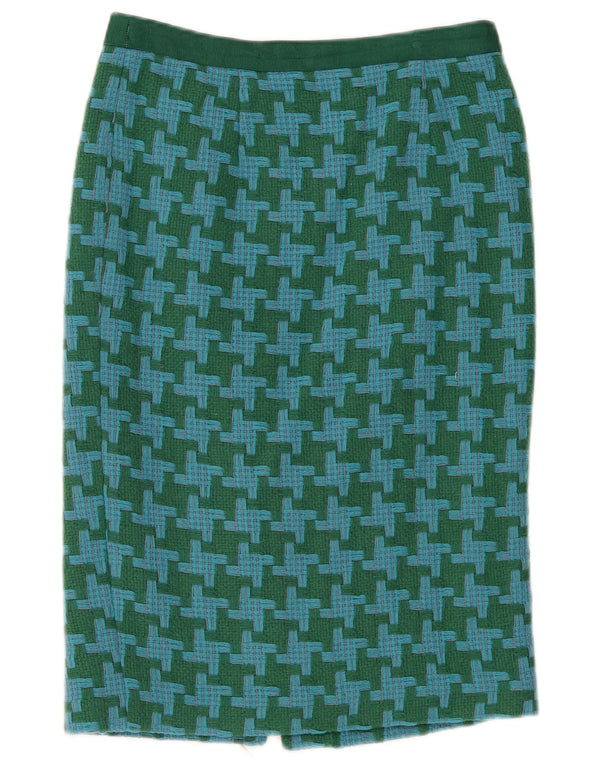 Gonna a tubino da donna Boden UK 10 piccola W30 lana pied de poule verde