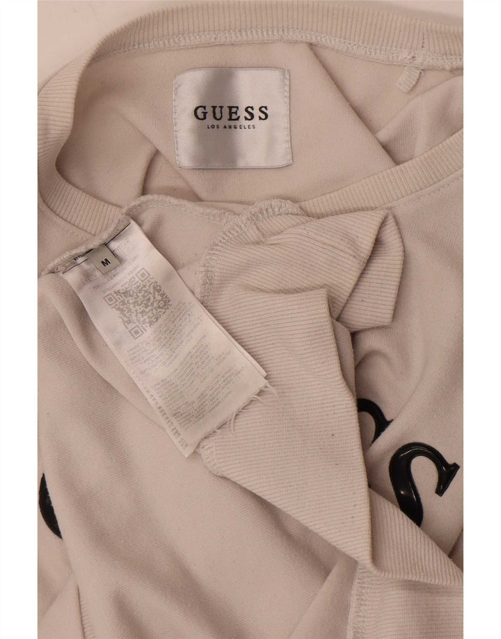 Guess Felpa con grafica da uomo Maglione Medium White Poliestere