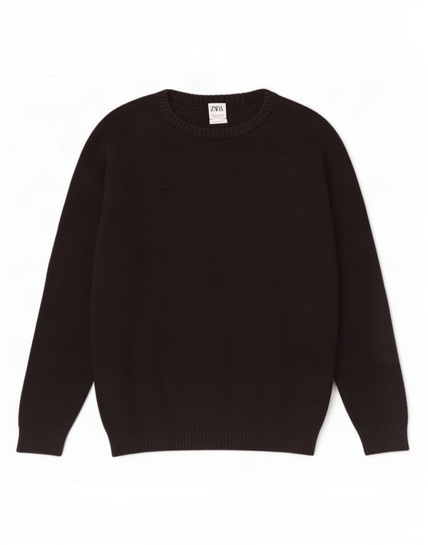 Maglione Zara da uomo con scollo a barca XL in cotone nero