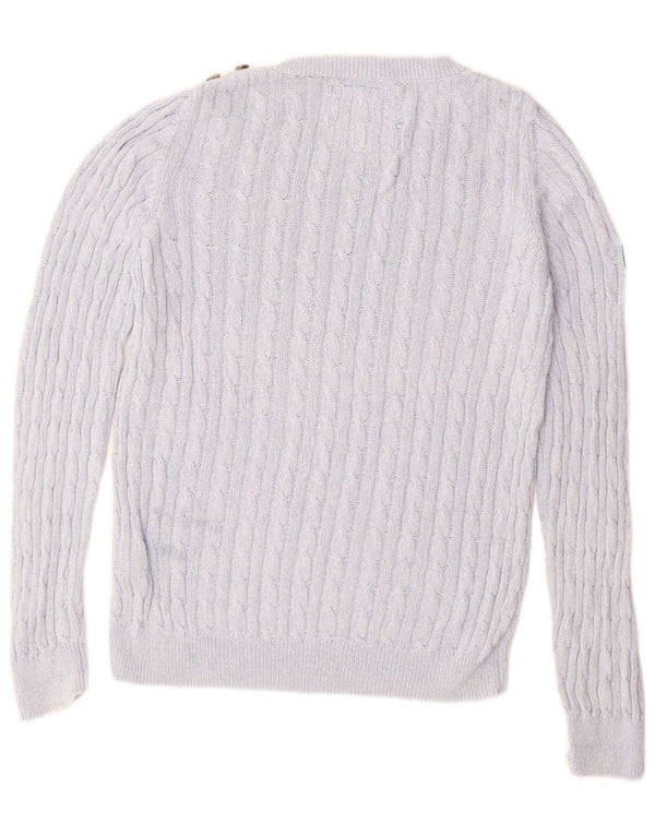 Maglione maglione da donna con scollo a barca SUPERDRY UK 14 grande cotone blu