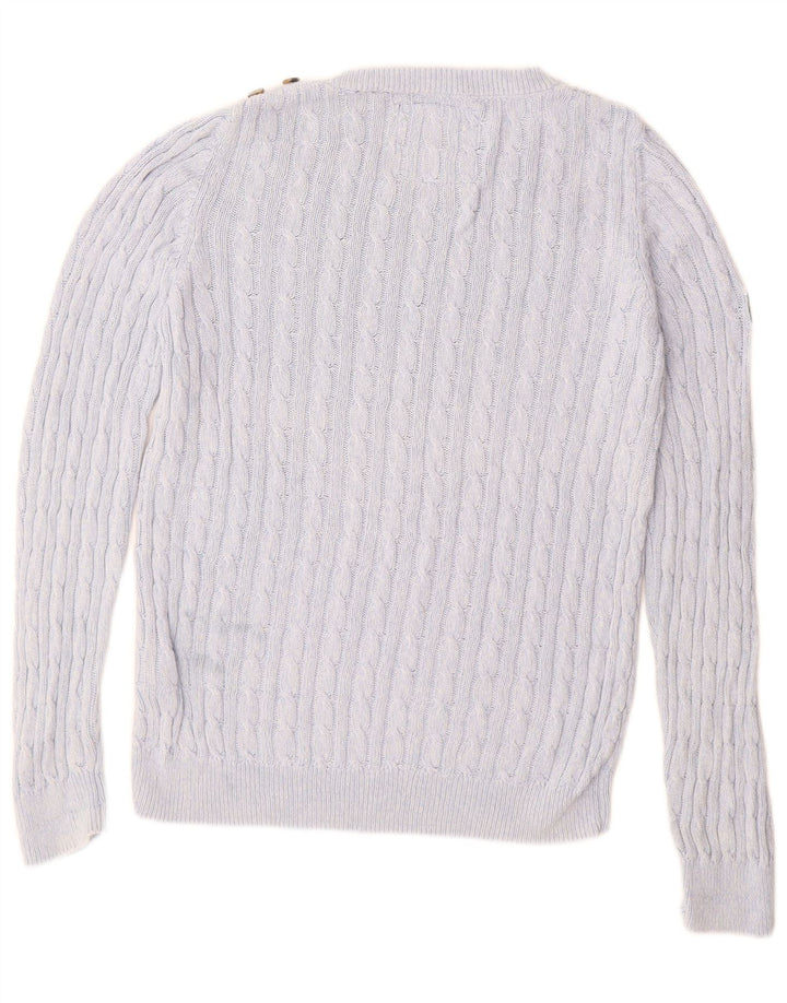 Maglione maglione da donna con scollo a barca SUPERDRY UK 14 grande cotone blu