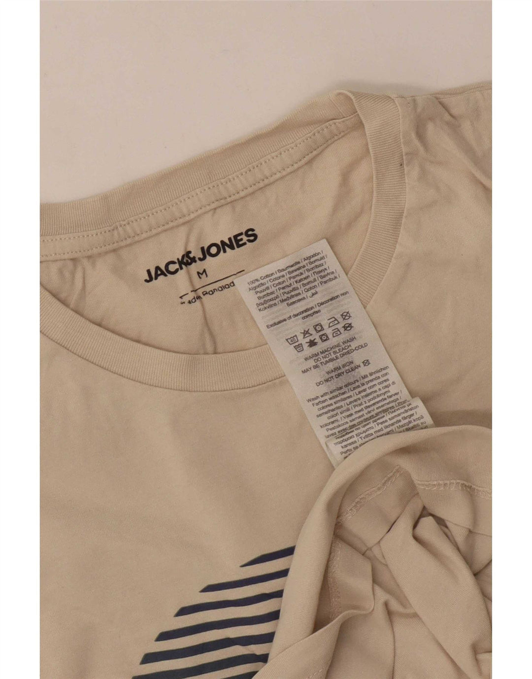 T-shirt grafica da uomo Jack & Jones Top in cotone bianco sporco medio